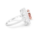 Halo Oval Simulated Cubic Zirconia 925 Sterling Silver Engagement Ring