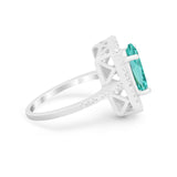 Halo Oval Simulated Cubic Zirconia 925 Sterling Silver Engagement Ring