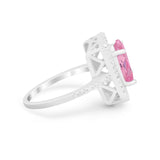 Halo Oval Simulated Cubic Zirconia 925 Sterling Silver Engagement Ring