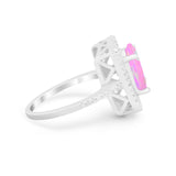 Halo Oval Simulated Cubic Zirconia 925 Sterling Silver Engagement Ring