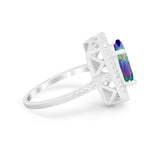 Halo Oval Simulated Cubic Zirconia 925 Sterling Silver Engagement Ring
