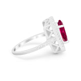 Halo Oval Simulated Cubic Zirconia 925 Sterling Silver Engagement Ring