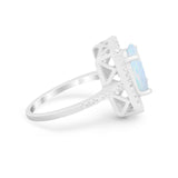 Halo Oval Simulated Cubic Zirconia 925 Sterling Silver Engagement Ring