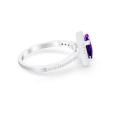 Halo Princess Cut Wedding Ring Simulated Cubic Zirconia 925 Sterling Silver