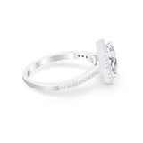Halo Princess Cut Wedding Ring Simulated Cubic Zirconia 925 Sterling Silver