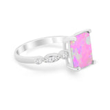 Radiant Cut Shank Simulated Cubic Zirconia 925 Sterling Silver Engagement Ring