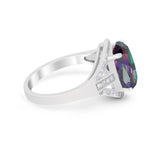 Art Deco Engagement Bridal Ring Simulated Cubic Zirconia 925 Sterling Silver BA1059