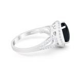 Halo Art Deco Engagement Ring Round Simulated Cubic Zirconia 925 Sterling Silver