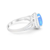Halo Art Deco Engagement Ring Round Simulated Cubic Zirconia 925 Sterling Silver
