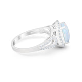 Halo Art Deco Engagement Ring Round Simulated Cubic Zirconia 925 Sterling Silver