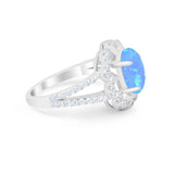 Vintage Style Oval Engagement Ring Round Simulated CZ 925 Sterling Silver