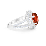 Vintage Style Oval Engagement Ring Round Simulated CZ 925 Sterling Silver