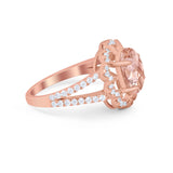 Vintage Style Oval Engagement Ring Round Simulated CZ 925 Sterling Silver