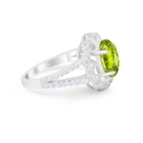 Vintage Style Oval Engagement Ring Round Simulated CZ 925 Sterling Silver