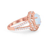 Vintage Style Oval Engagement Ring Round Simulated CZ 925 Sterling Silver