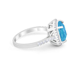 Halo Cushion Cut Engagement Ring Round Simulated Cubic Zirconia 925 Sterling Silver BA1066