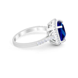 Halo Cushion Cut Engagement Ring Round Simulated Cubic Zirconia 925 Sterling Silver BA1066