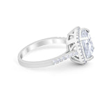 Halo Cushion Cut Engagement Ring Round Simulated Cubic Zirconia 925 Sterling Silver BA1066