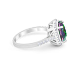 Halo Cushion Cut Engagement Ring Round Simulated Cubic Zirconia 925 Sterling Silver BA1066