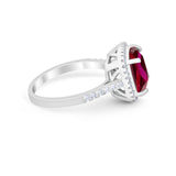 Halo Cushion Cut Engagement Ring Round Simulated Cubic Zirconia 925 Sterling Silver BA1066