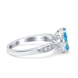 Art Deco Wedding Engagement Bridal Ring Round Simulated Cubic Zirconia 925 Sterling Silver