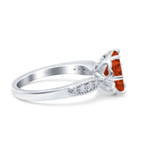 Art Deco Wedding Engagement Bridal Ring Round Simulated Cubic Zirconia 925 Sterling Silver