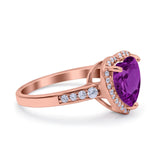 Halo Heart Promise Ring Simulated Cubic Zirconia 925 Sterling Silver