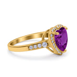 Halo Heart Promise Ring Simulated Cubic Zirconia 925 Sterling Silver