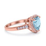Halo Heart Promise Ring Simulated Cubic Zirconia 925 Sterling Silver