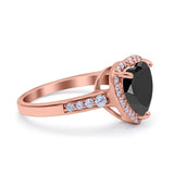 Halo Heart Promise Ring Simulated Cubic Zirconia 925 Sterling Silver