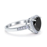 Halo Heart Promise Ring Simulated Cubic Zirconia 925 Sterling Silver