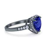 Halo Heart Promise Ring Simulated Cubic Zirconia 925 Sterling Silver