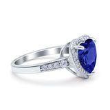 Halo Heart Promise Ring Simulated Cubic Zirconia 925 Sterling Silver