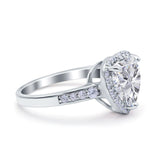 Halo Heart Promise Ring Simulated Cubic Zirconia 925 Sterling Silver