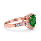 Halo Heart Promise Ring Simulated Cubic Zirconia 925 Sterling Silver