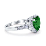 Halo Heart Promise Ring Simulated Cubic Zirconia 925 Sterling Silver