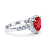 Halo Heart Promise Ring Simulated Cubic Zirconia 925 Sterling Silver