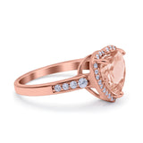 Halo Heart Promise Ring Simulated Cubic Zirconia 925 Sterling Silver