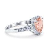 Halo Heart Promise Ring Simulated Cubic Zirconia 925 Sterling Silver