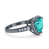 Halo Heart Promise Ring Simulated Cubic Zirconia 925 Sterling Silver