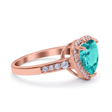 Halo Heart Promise Ring Simulated Cubic Zirconia 925 Sterling Silver