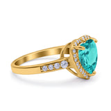 Halo Heart Promise Ring Simulated Cubic Zirconia 925 Sterling Silver