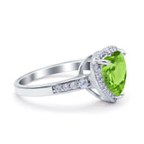 Halo Heart Promise Ring Simulated Cubic Zirconia 925 Sterling Silver