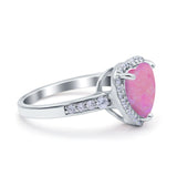 Halo Heart Promise Ring Simulated Cubic Zirconia 925 Sterling Silver