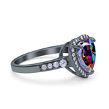 Halo Heart Promise Ring Simulated Cubic Zirconia 925 Sterling Silver