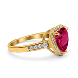 Halo Heart Promise Ring Simulated Cubic Zirconia 925 Sterling Silver