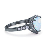 Halo Heart Promise Ring Simulated Cubic Zirconia 925 Sterling Silver