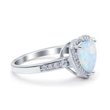 Halo Heart Promise Ring Simulated Cubic Zirconia 925 Sterling Silver