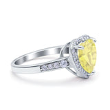 Halo Heart Promise Ring Simulated Cubic Zirconia 925 Sterling Silver