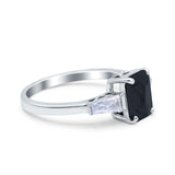 Art Deco Wedding Ring Emerald Cut Simulated Cubic Zirconia 925 Sterling Silver